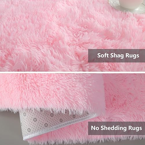 Miniatura 2 de Shag Area Rugs for Bedroom Living Room,5X8 Ultra Soft Fluffy Area Rugs for Dorm, Indoor Carpet Nursery Rugs for Kids Girls Room Home Decor, Pink