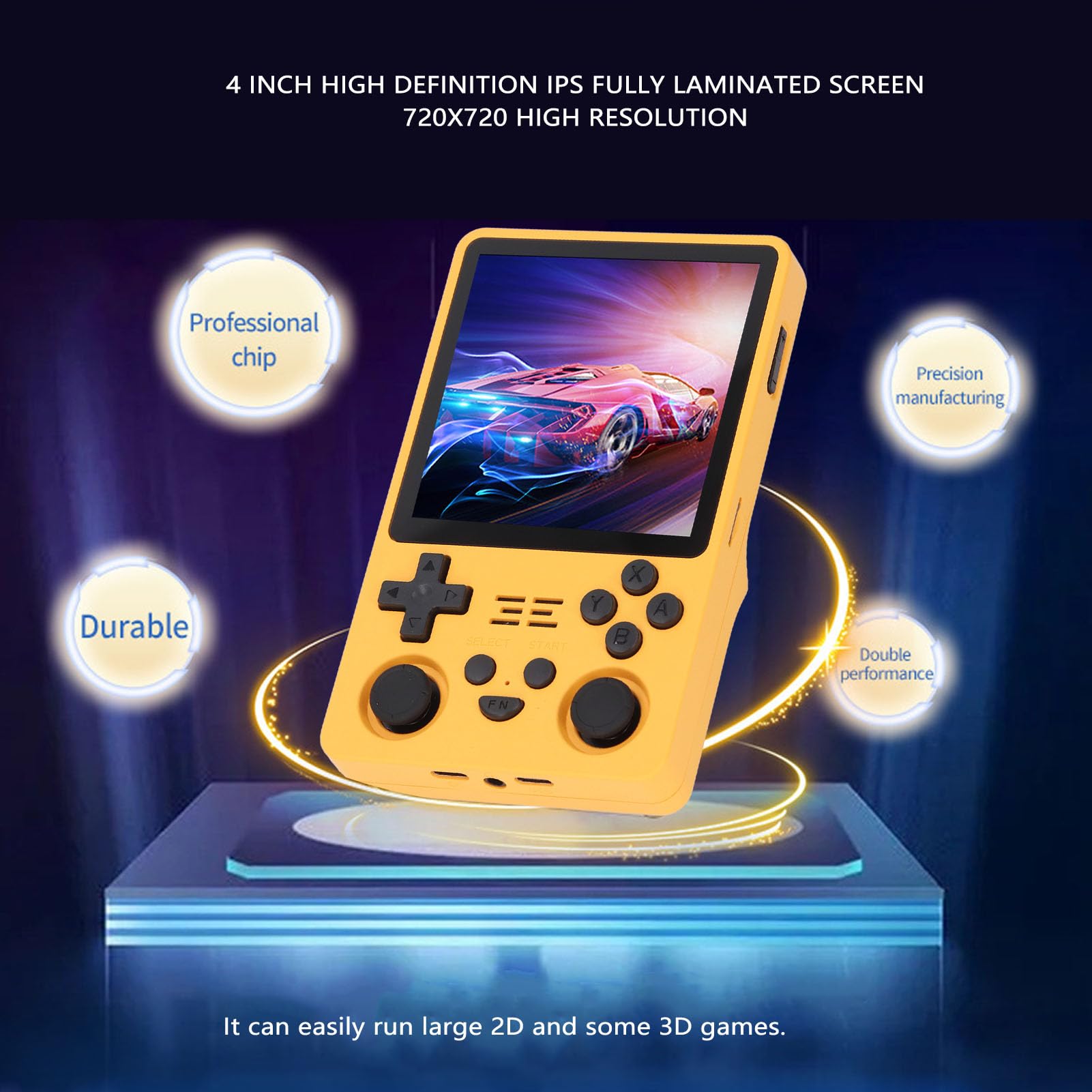 Console di Gioco retrò Portatile RGB20S, Schermo IPS da 4 Pollici Console Portatile Open Source 720x720, Supporta 11 Emulatori, Batteria da 5000 MAh (16G+128G)