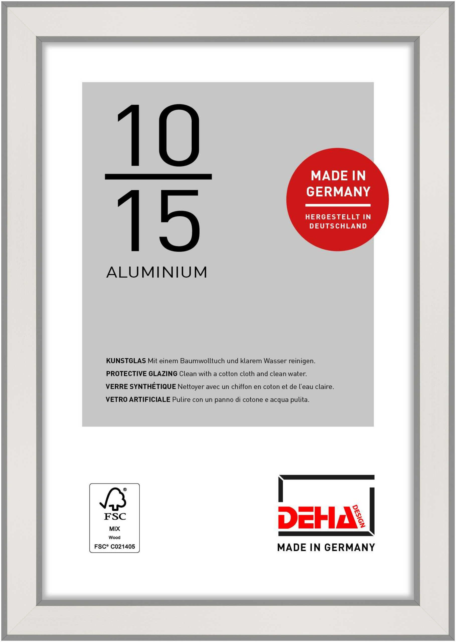 Deha Design Polished Silver Boston Aluminium Picture Frame - 10X15 cm (4X6 in) - Silver - With Synthetic Glass And Push/Turn Clips