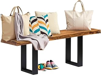 Alaterre Furniture Alpine Live Edge Solid Wood 48 inch Bench with Metal Legs, Natural