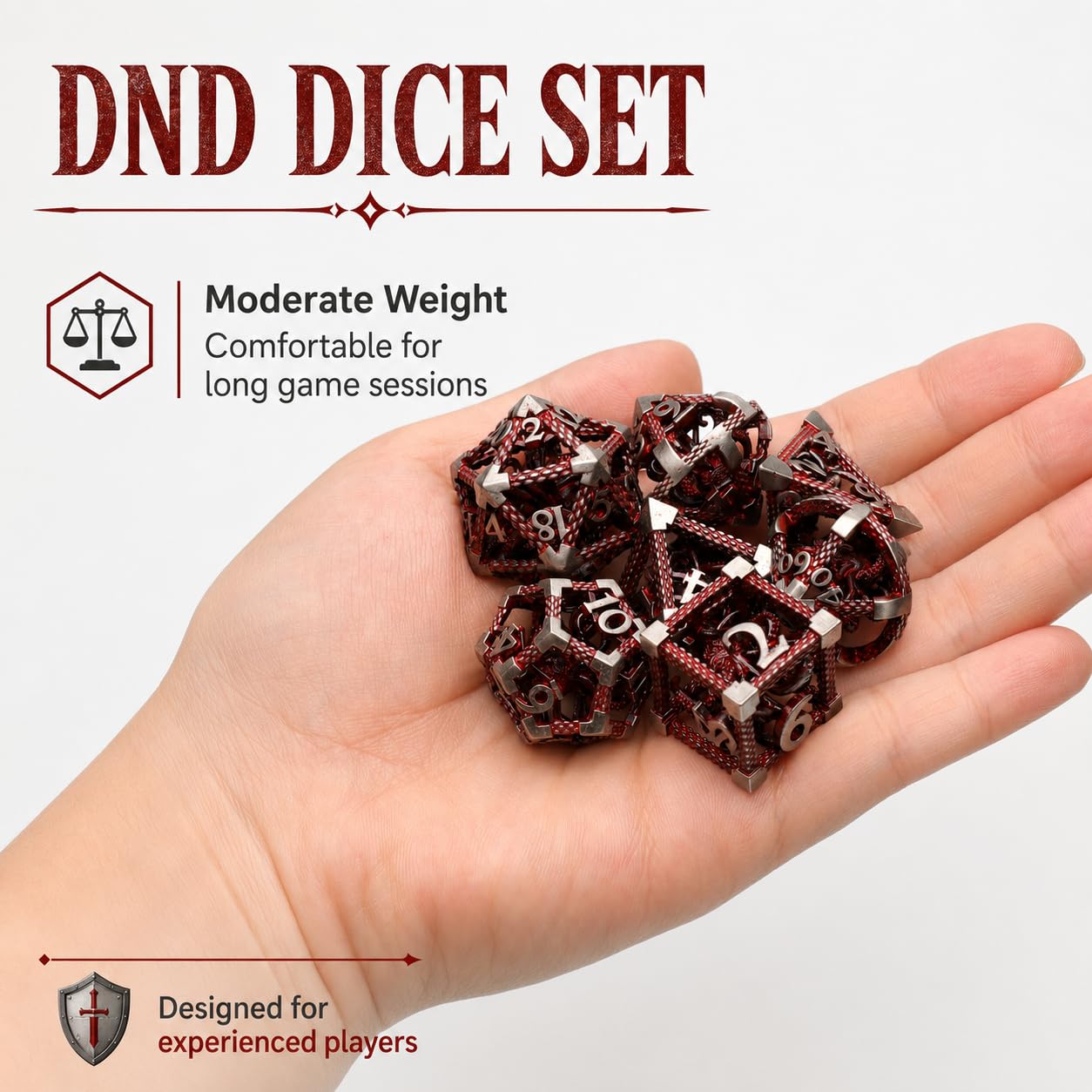 Kości D&D, Dungeons and Dragons HNCCESG Zestaw kości metalowych Wielościenne, puste kości startowe D i D do gry fabularnej RPG MTG Gry planszowe