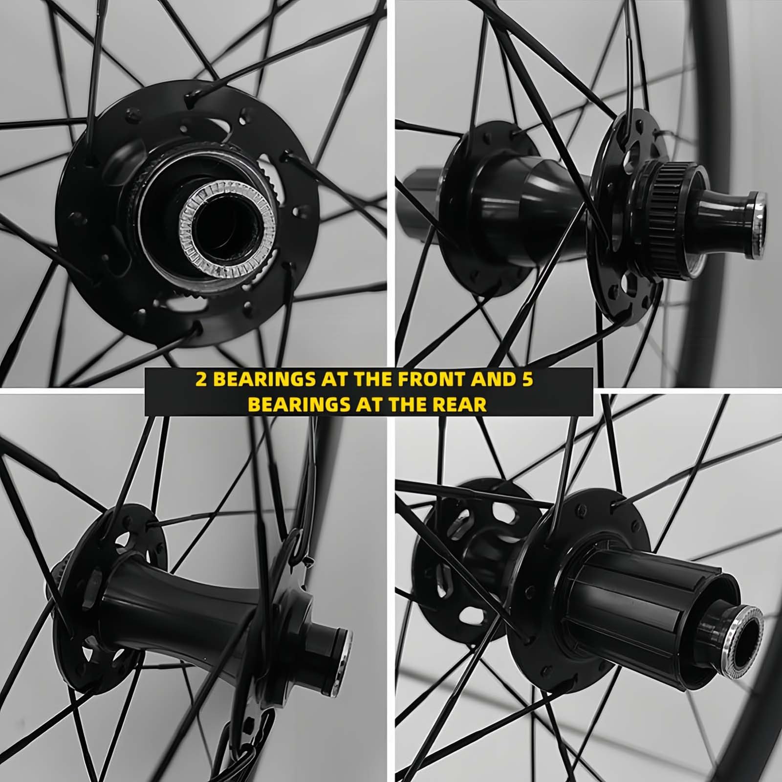 Fahrradlaufräder 700C Carbonfaser 65 mm Steckachse aus hochfester Carbonfaser 100-140 mm Pressfit-Scheibenbremse Rennradlaufrad für 8 9 10 11 12 Gänge (Nero-700C/65MM)