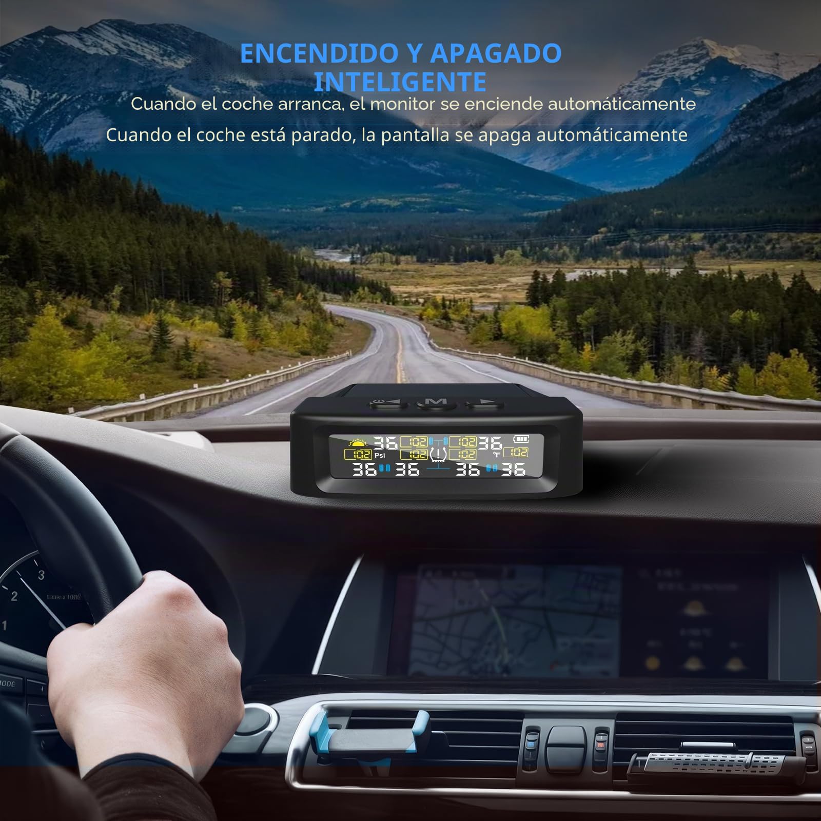 Sistema de control de presión de neumáticos KAOLALI compatible con 6 ruedas, con monitor de presión de neumáticos con pantalla digital, 9,9 bares/144 PSI máx., carga solar y USB, para camiones