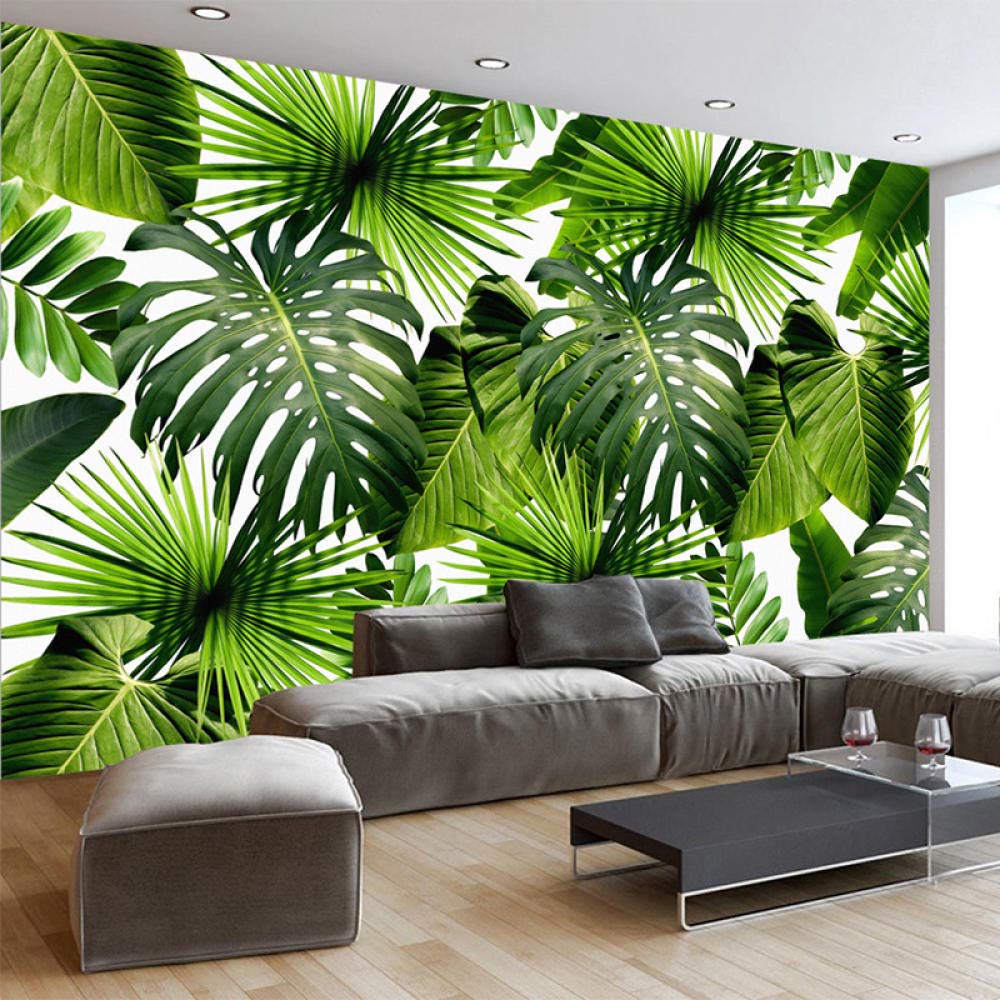 Moderna Foresta Pluviale Fresca Piante Foglie Di Banana Pastorale Murales Soggiorno Camera Da Letto Paesaggio 3D Sfondo Carta Da Parati Decorazioni Per La Casa 300Cm(W)×210Cm(H)