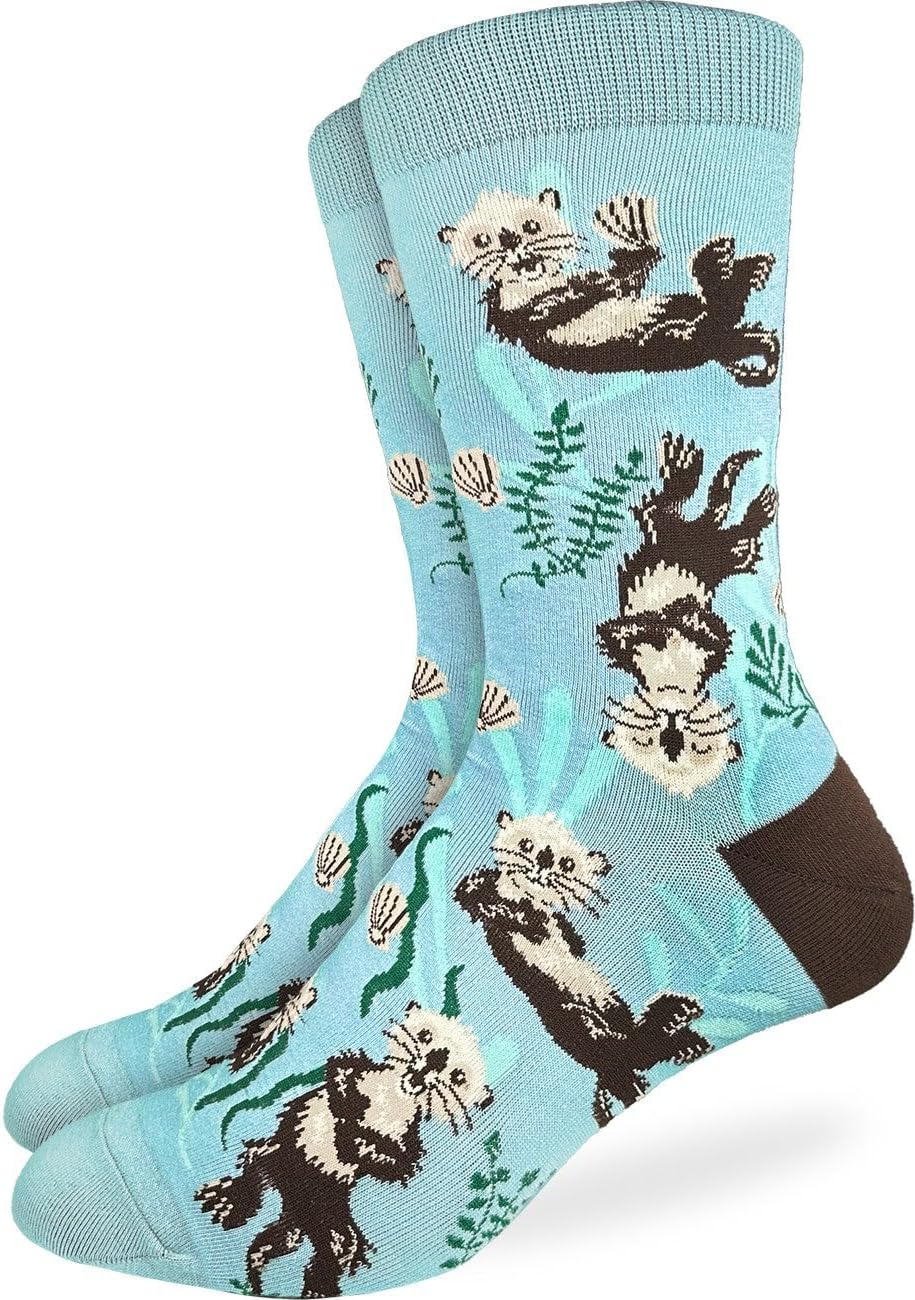 Good Luck Sock Men's Sea Otter Socks, Adult, Shoe Size 7-12