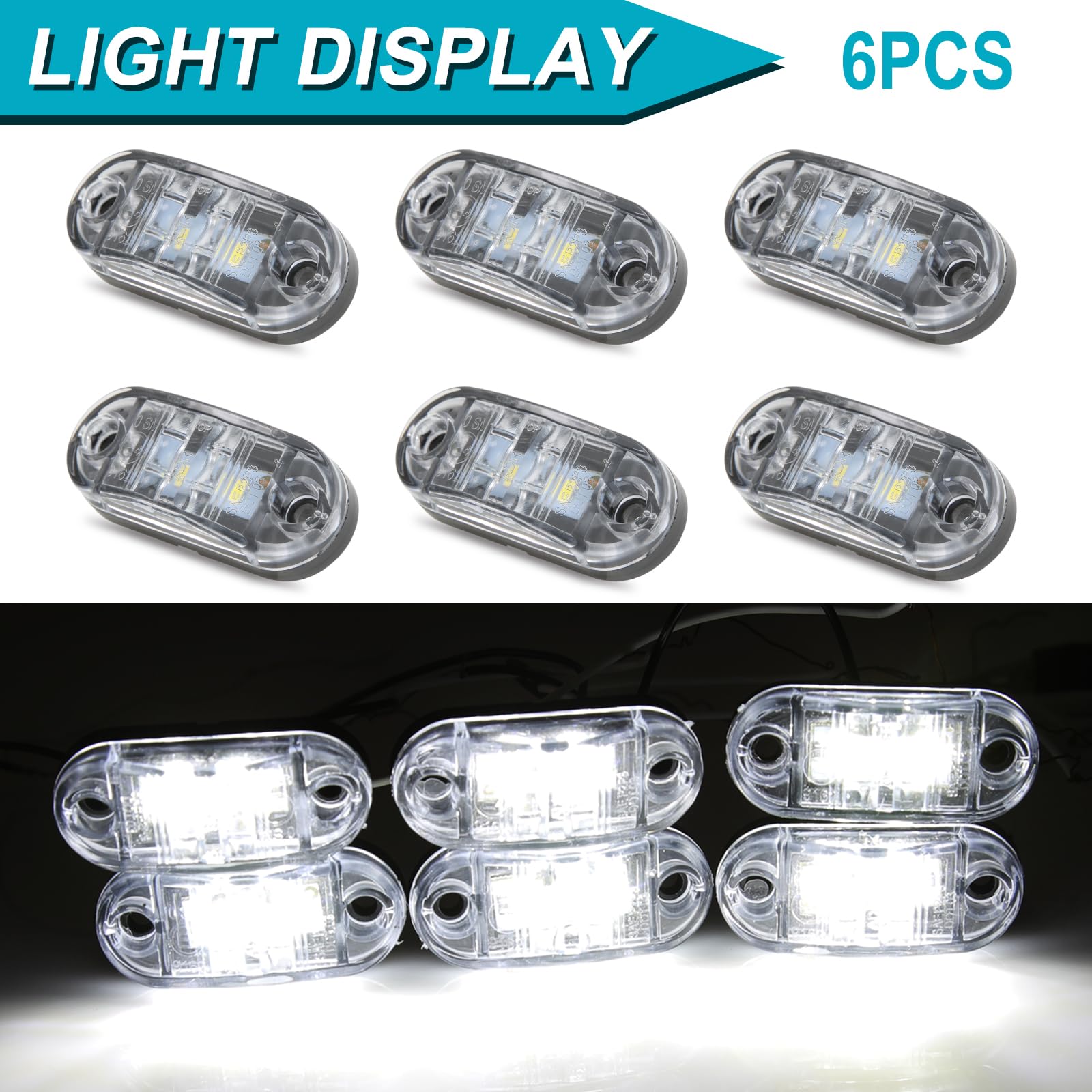 4 Pcs Feux de Gabarit LED 12V-24V Orange avec Réflecteur, Feux de Position Latér 4 Pcs Feux de Gabarit LED 12V-24V Orange avec Réflecteur, Feux de Position Latér