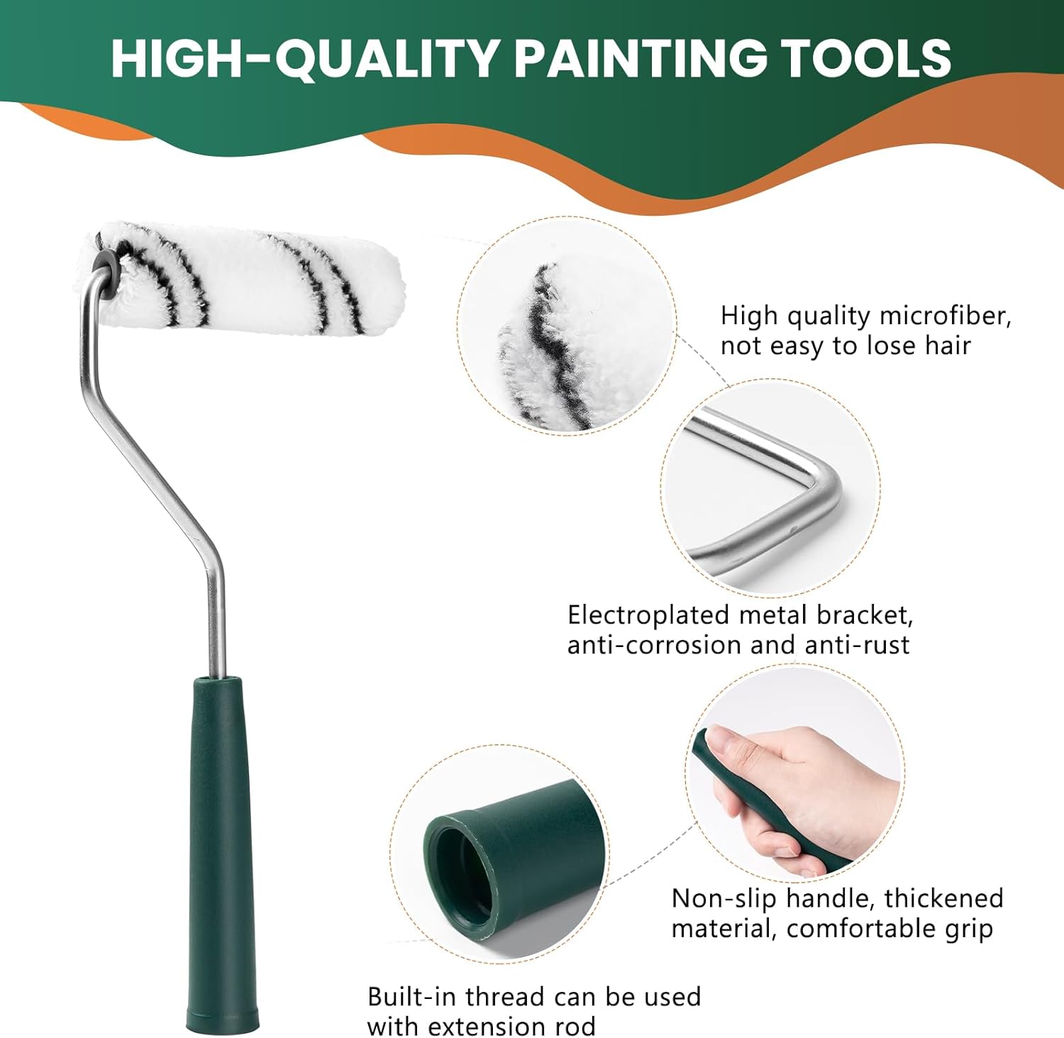 60 Pack 4 Inch Microfiber Paint Roller Covers with 2pcs Anti Rust Metal Roller Frames, Professional Grade Painting Tools for Walls, Ceilings, Furniture thumbnail