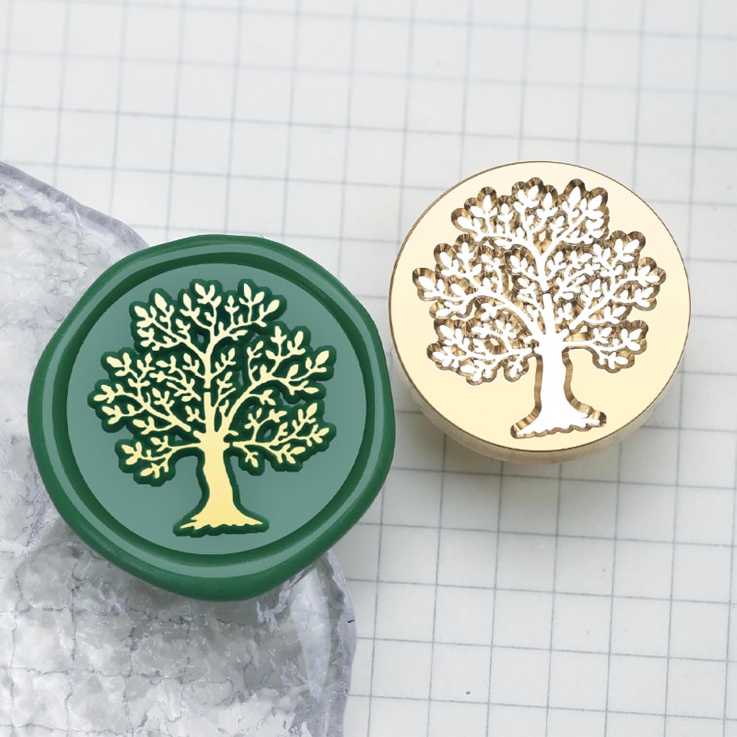 Tree of Life Wax Seal Stamp - Cosmic Tree Wax Stamp, 0.98 Inch (25mm) Brass Plant Stamp with Handle for Invitations, Cards,Envelopes, Letter Sealing, Anniversaries, Baby Shower(Asymmetrical Growth)