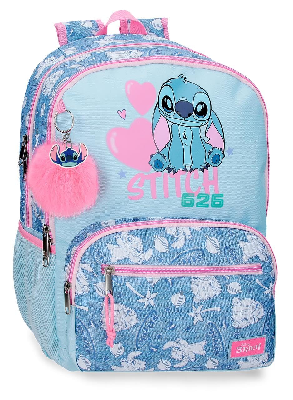 Disney Joumma Stitch Hearts Double Compartment School Backpack 15.6" Blue 32x44x17 cm Polyester 23.94L