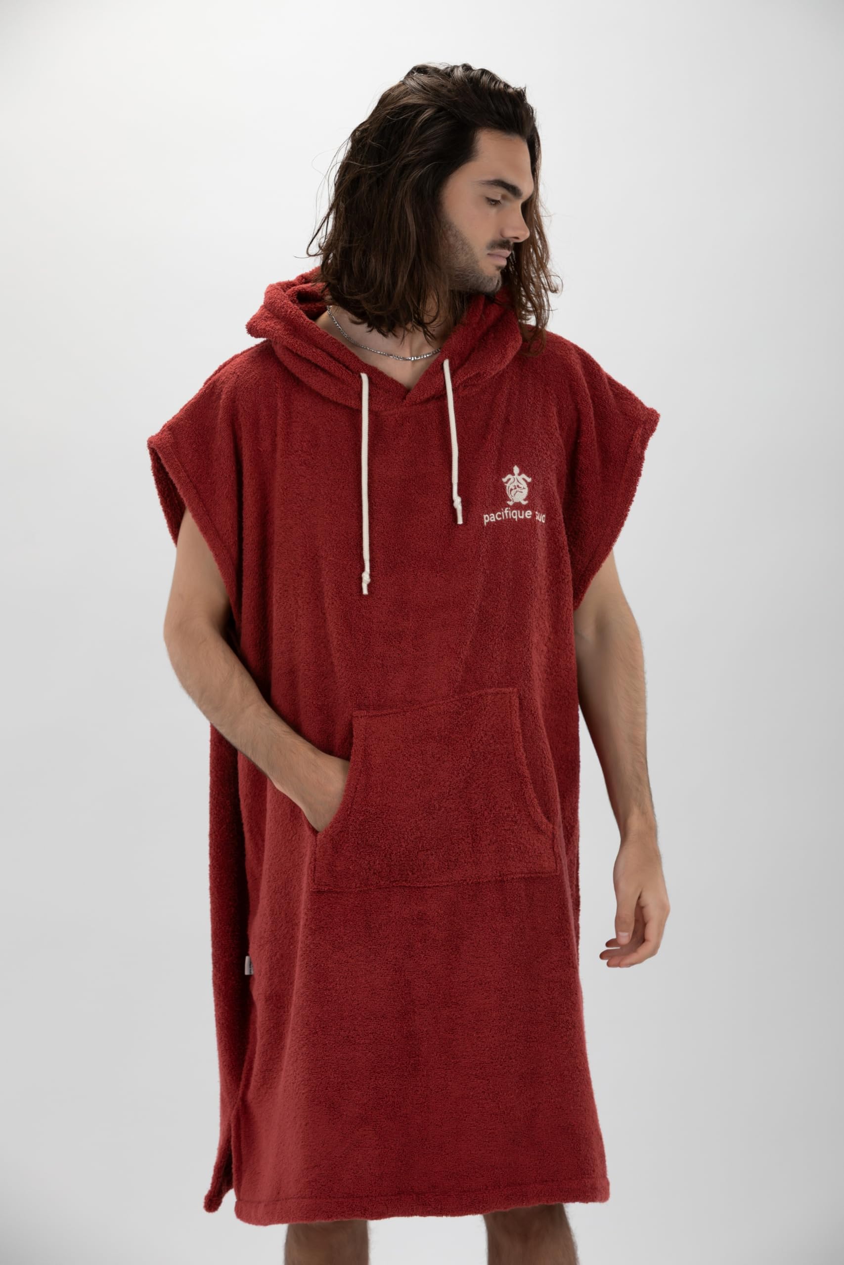Surf Poncho Peignoir de bain polyvalent sans manches avec capuche et poche avant, en coton premium, idéal pour le surf, la natation, le camping et les sports de plein air Unisexe Taille