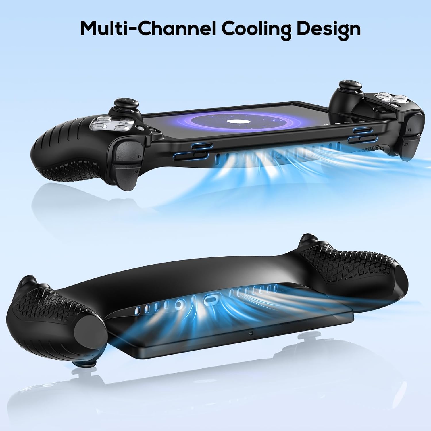 10 in 1 Accessories Bundle for PlayStation Portal, Carrying Case & Soft Silicone Cover with 2 Pack Screen Protectors, 4 Thumb Grip, 2 Cleaning Kit, PS5 Portal Accessories, Grey