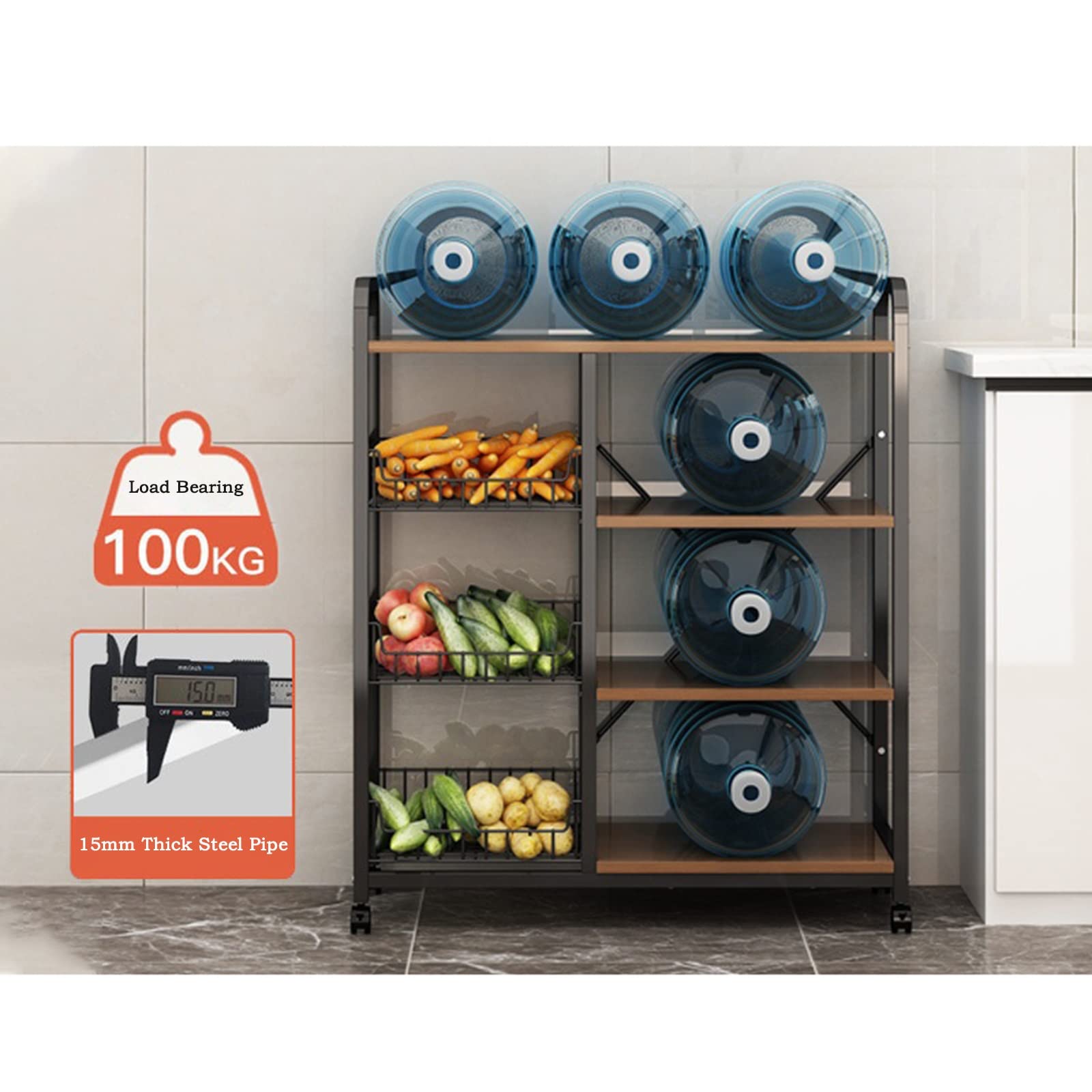 Magnetron Ovenrek Keuken Trolley Rack Van vloer tot plafond Multi-layer Wielen Verwijderbare Groente en Fruit Kruiden Fles Opslag Mand Locker Keuken Opberg Organiser Plank (Color : A-1