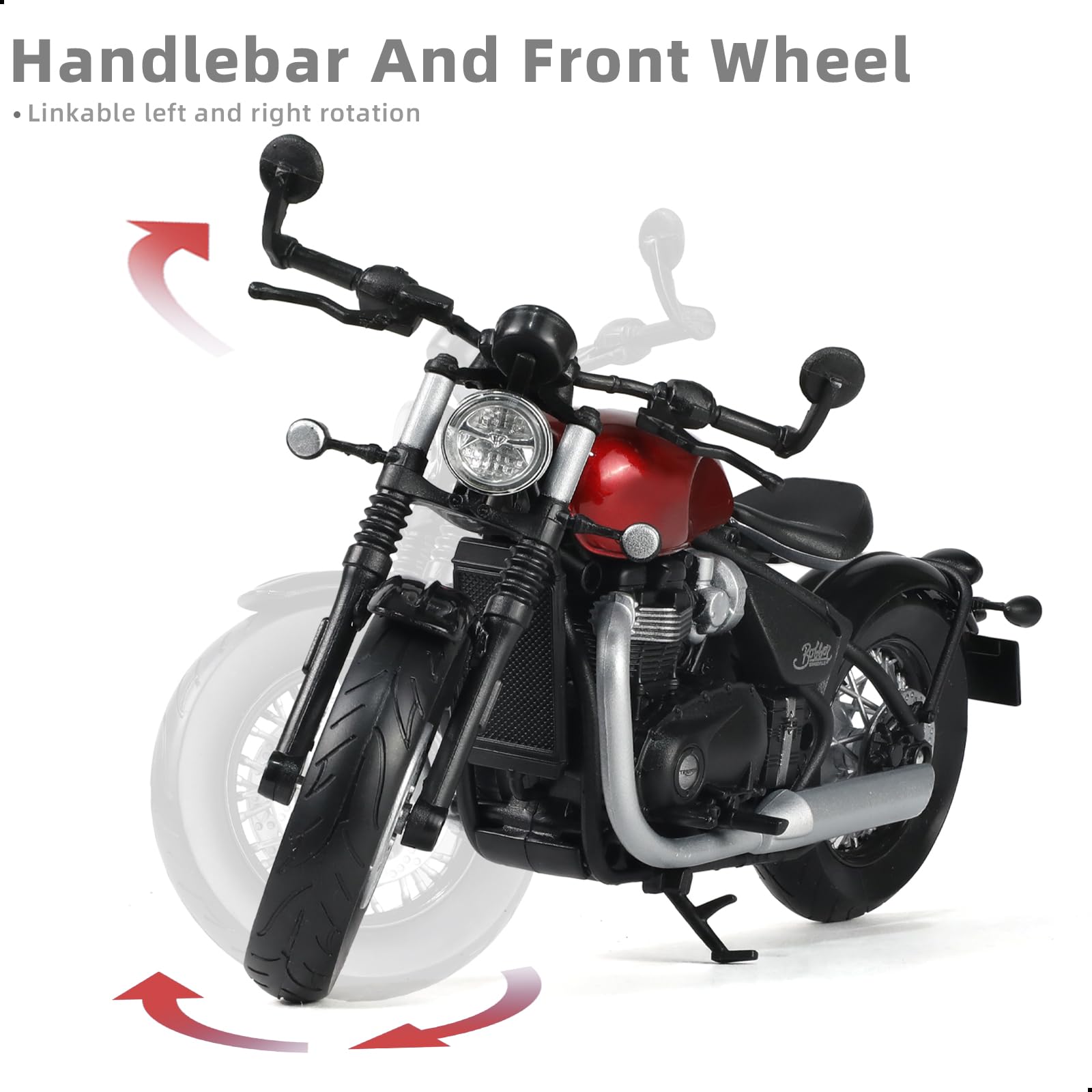 Compatible pour Triumph Bobber Bonneville 1/12 Modèle de Moto en Alliage moulé sous Pression Aucun Assemblage requis Mini Moto Collection Adulte (Rouge)