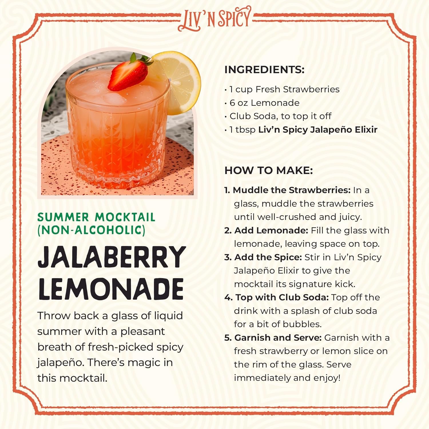Liv’n Spicy | Spicy Jalapeño Elixir | 12 fl oz | Zero Calorie Cocktail Mixer | Vegan | Sugar-Free | Organic Jalapeño Infusion | Guilt-Free Heat | Drink Enhancer | Margaritas, Bloody Marys, Mocktails