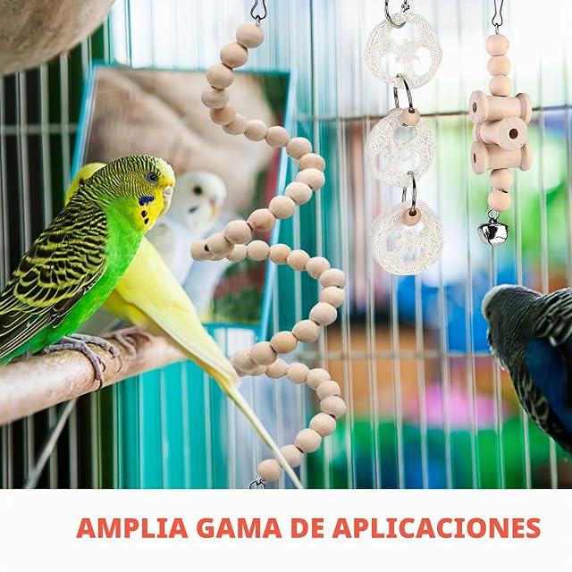Foto 6 de 7 de 9 Piezas de Juguetes para Pájaros, Juguete para Loro, Jaula de Pájaros, Juguete para Masticar