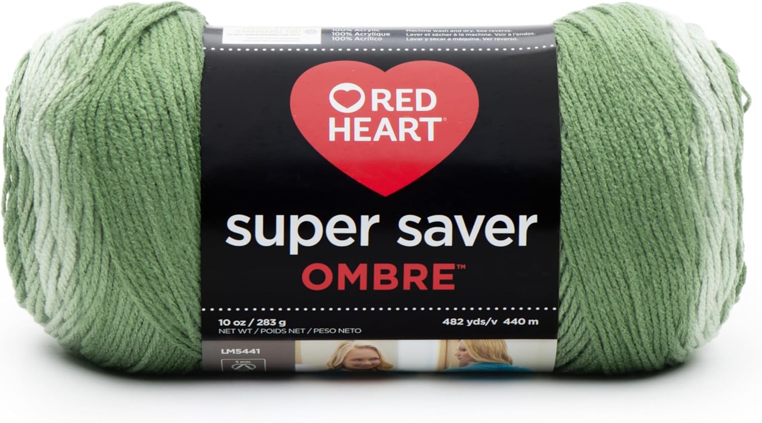 Red Heart Super Saver Ombre Navy Yarn - 2 Pack of 10oz/283g - Acrylic - 4 Medium (Worsted) - 482 Yards - Knitting/Crochet