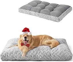 EHEYCIGA Dog Bed for Large Dogs, Washable, 104 x 68 cm, XL Dog Cushion, Fluffy for Large Dogs, Cuddly Reversible Dog Mat with Faux Fur and Faux Linen, Grey