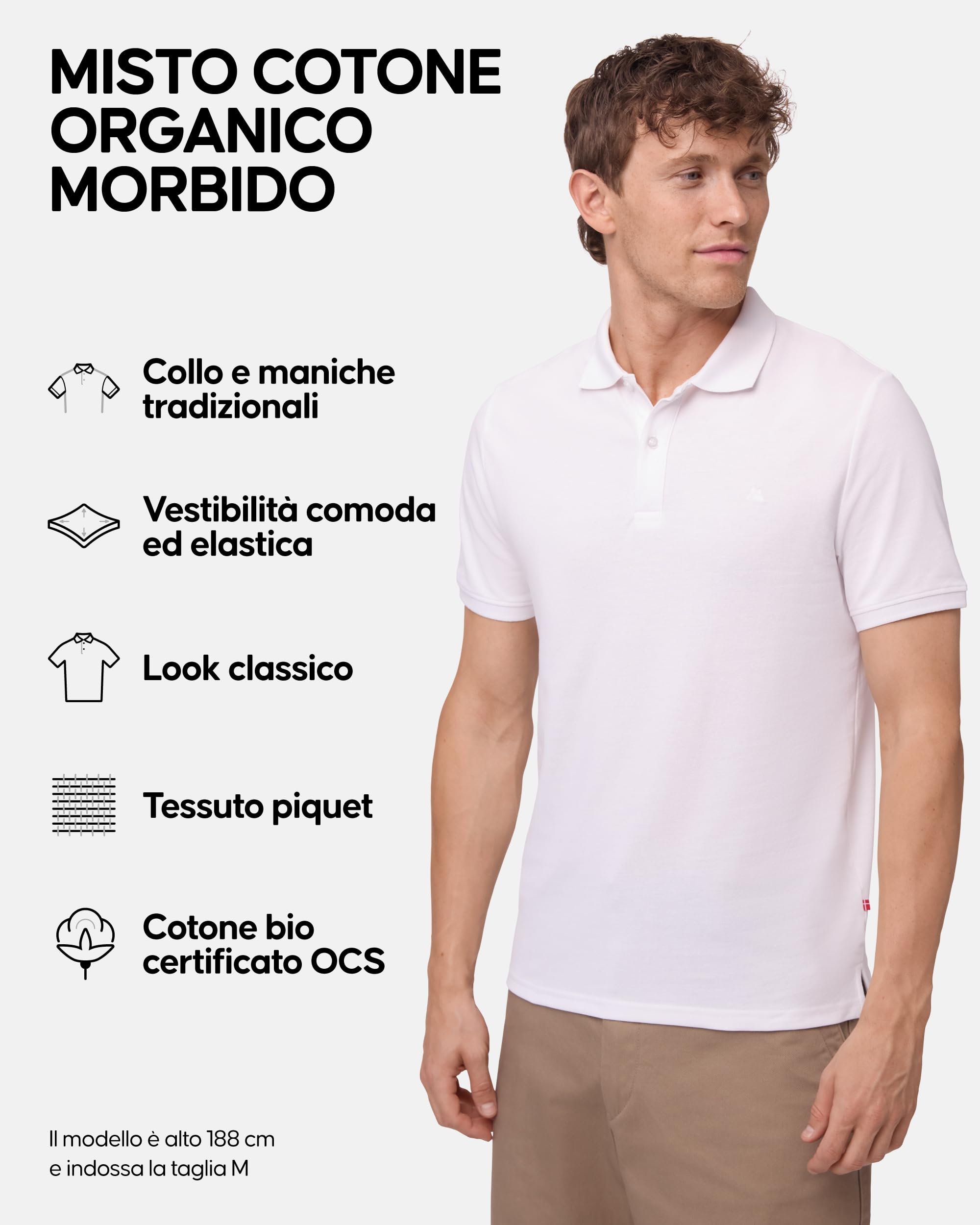 DANISH ENDURANCE Maglietta Polo Uomo Manica Corta in Cotone Biologico Premium, Polo T-Shirt Uomo, 1 o 2 Paia