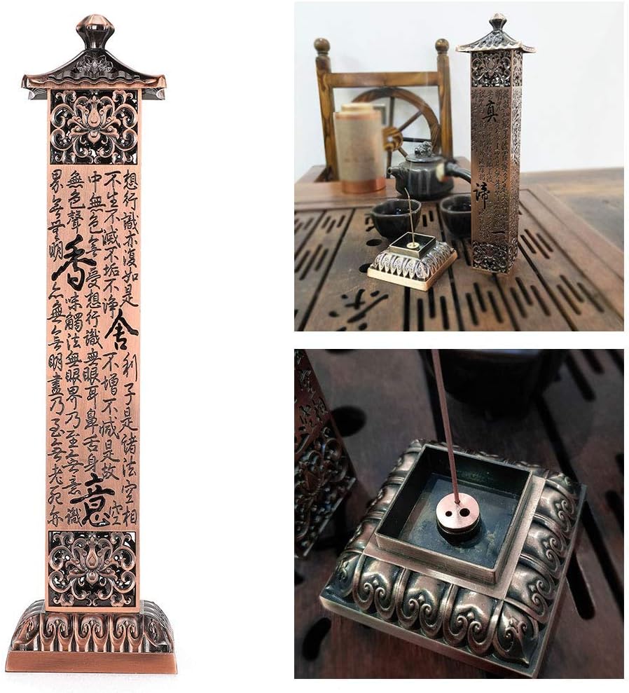 Incense Stick Vintage Metal Vertical Incense Stick Holder Stand withCatcher for Home Decor Birthday Gift