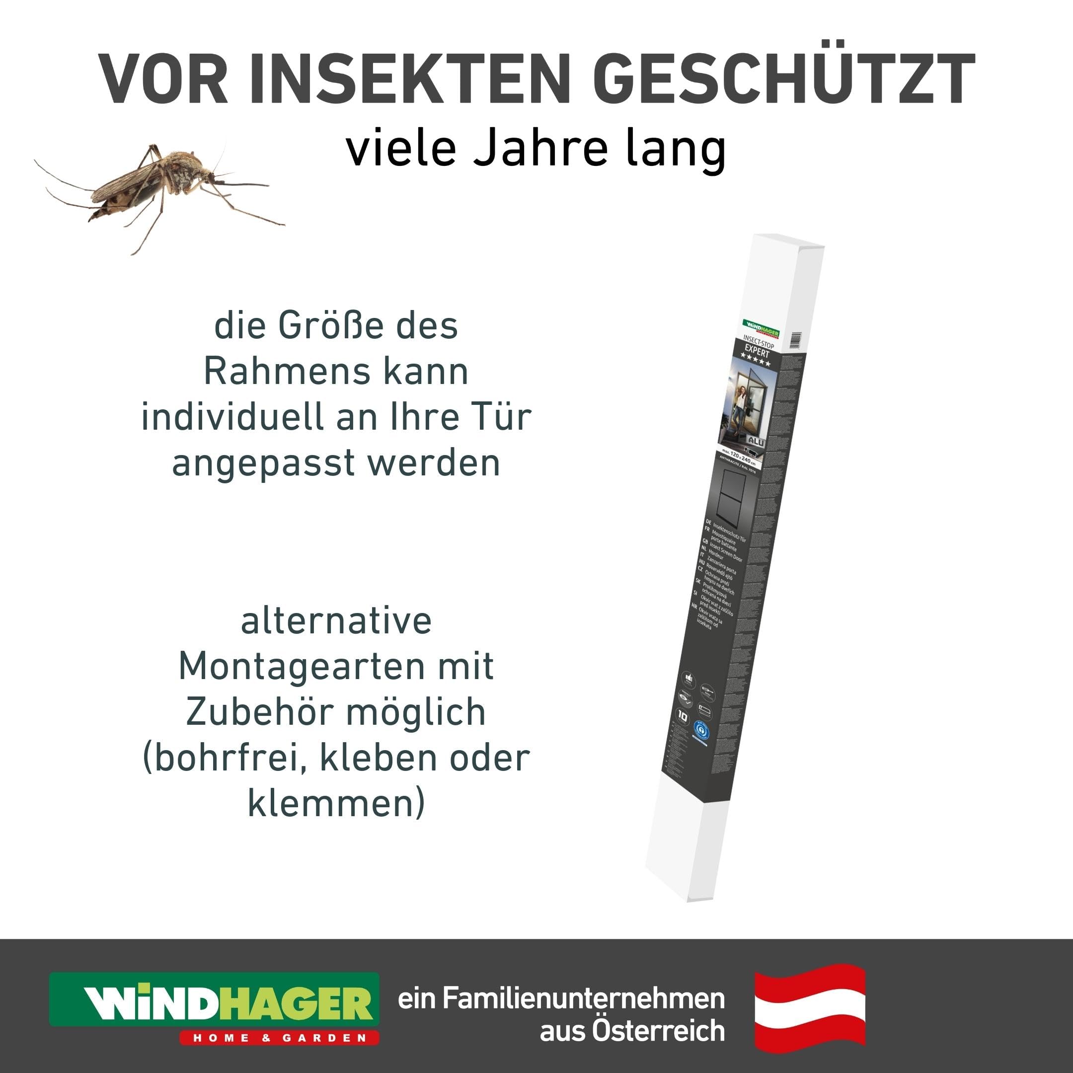 Windhager Insektenschutz Spannrahmen-Tür Expert Fliegengitter Alurahmen für Türen, 100 x 210 cm, weiß