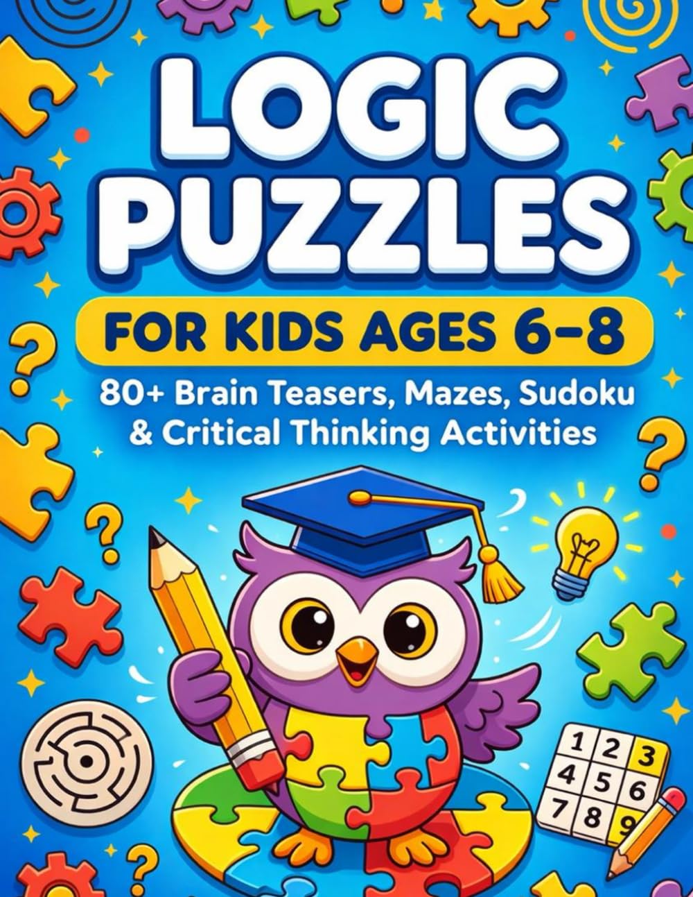 Logic Puzzles for Kids Ages 6-8: 80+ Fun Brain Teasers, Mazes, Sudoku & Critical Thinking Activities for Boys and Girls (Think Smart Kids Puzzle Series)