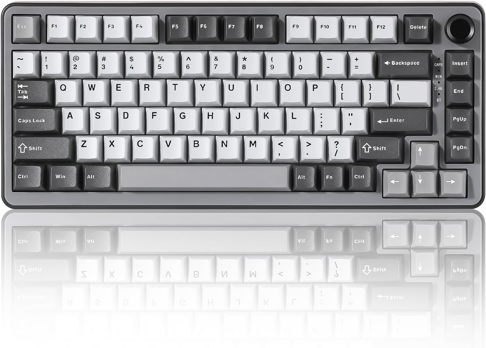 B75 PRO Wireless Mechanical Keyboard,75% Layout with Knob,Hot Swap Gasket Custom Structure,Creamy Pre-lubed Switches,RGB Backlit,BT/Type-C/2.4G for Win/Mac(Cocoa Cream V2 Switch,Dark Grey)