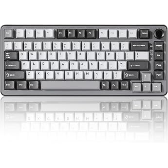 YUNZII B75 PRO Wireless Mechanical Keyboard Dark Grey Cocoa Cream 75% gaming keyboard BT/Type-C/2.4G hot swap seal keyboard with rotary knob pre-lubricated switch RGB QWERTY