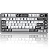 YUNZII B75 PRO Wireless Mechanical Keyboard,75% Layout with Knob,Hot Swap Gasket Custom Structure,Creamy Pre-lubed Switches,RGB Backlit,BT/Type-C/2.4G for Win/Mac(Cocoa Cream V2 Switch,Dark Grey)