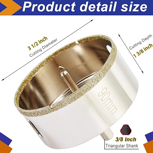 Vista 87 de Sierra perforadora de diamante de 3/4 pulgadas con broca piloto, brocas para azulejos de porcelana, granito, cerámica, mármol, vidrio, piedras