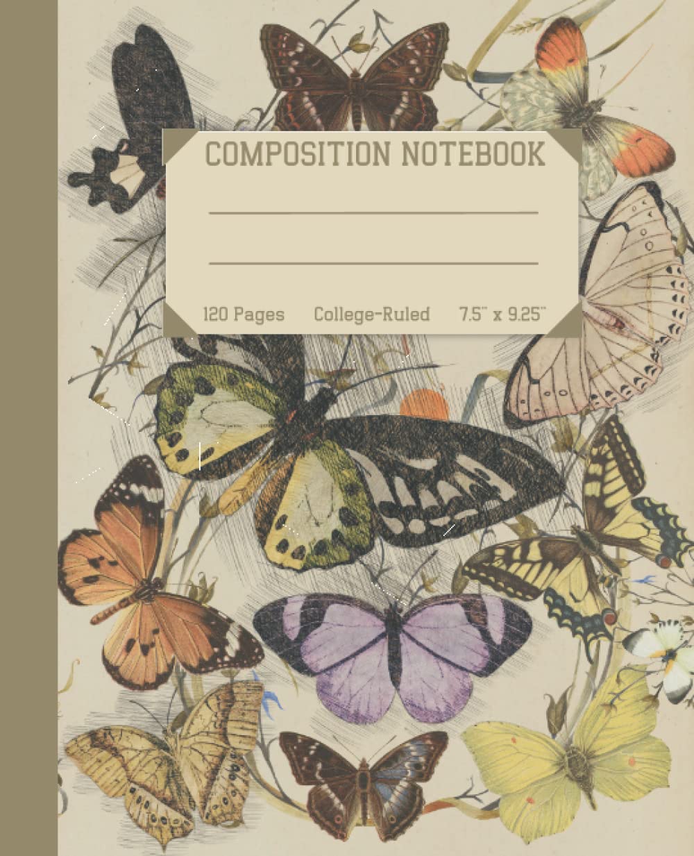 Composition Notebook: Beautiful Vintage Butterfly Illustration. Edinburgh History Journal Notebook. College Ruled Notebook, 120 Pages, 7.5" x 9.25" In