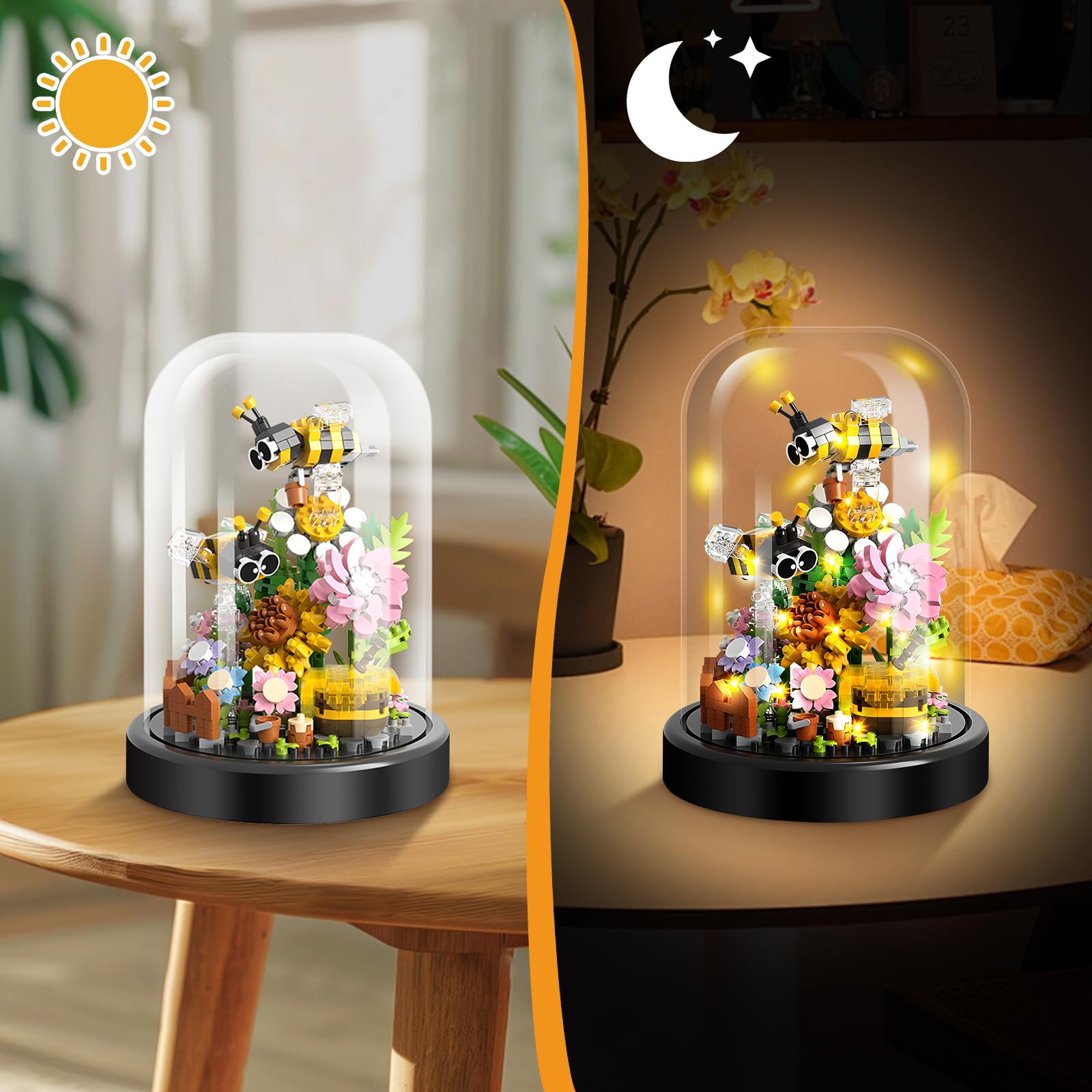 SUPRBIRD Bouquet Di Fiori In Mattoncini | 588 Pezzi Con Ape E Copertura LED | Set Costruzione Regalo