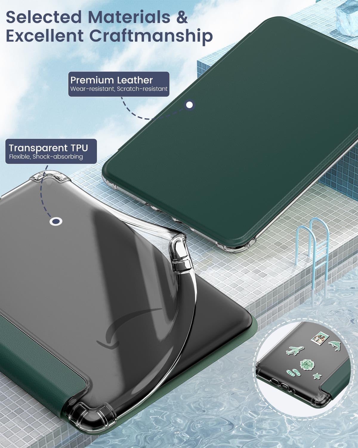 MoKo Case for 6" Kindle Basic 11th Generation (2024/2022), Midnight Green image 4