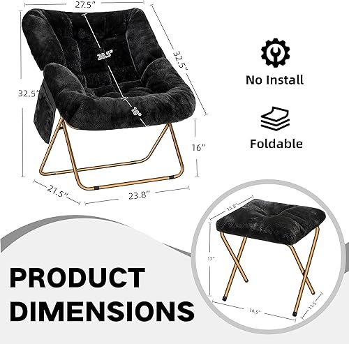 Miniatura 3 de Cómoda silla platillo para adultos, sillas plegables para sala de estar, silla de salón de piel sintética suave para dormitorio, sillas de lectura,