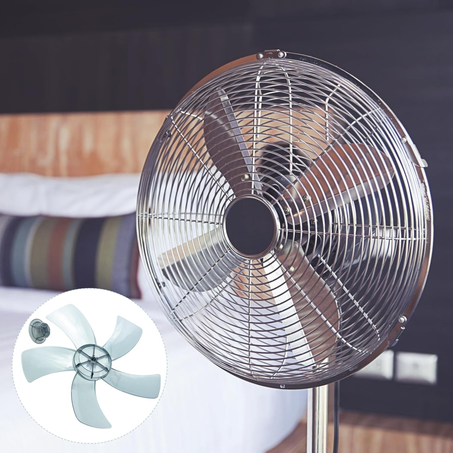 VOSAREA Fan Blade Universal Blades Household Blades Replacement Table Blades with Nut Cover (Black) Accessories Ceiling Desk Desk Fan