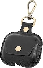 Dom Teporna AirPods Pro 3 Case, Earphone Case, Genuine Leather, Full Protection, Scratch Resistant, Compatible with Airpods Pro 3, Carabiner Included, Charges with Airpods Compatible, Black