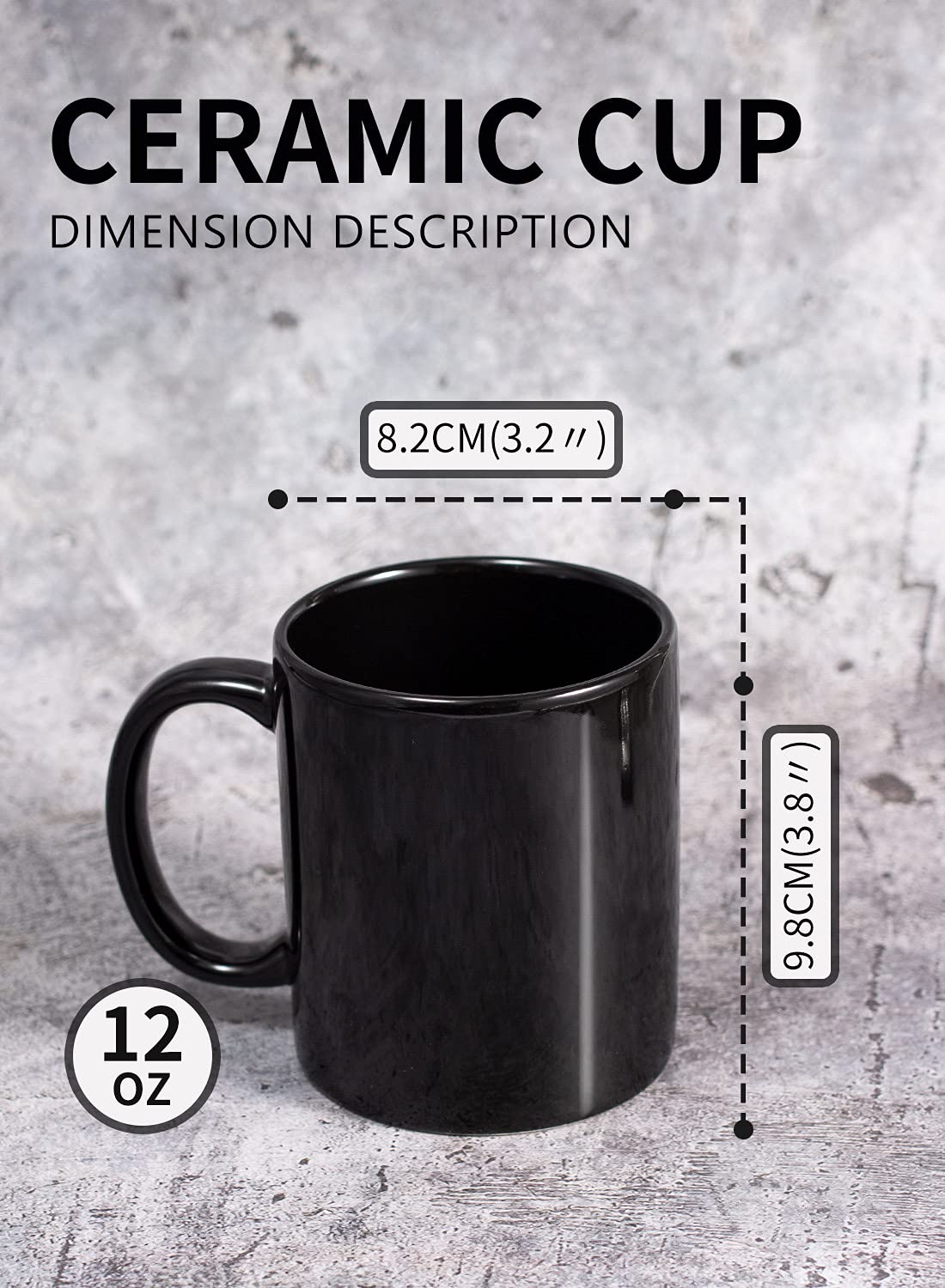Amazon.com: BYCNZB 12oz coffee mug set of 6 Coffee Mugs for Coffee, Tea,  Cocoa, Milkblack : Home & Kitchen