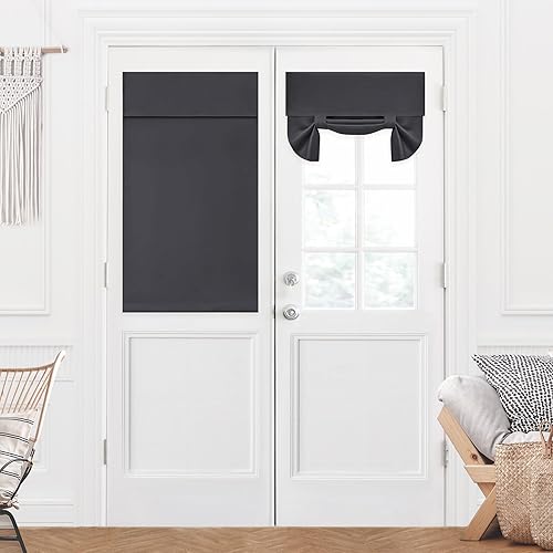 Miniatura 103 de Deconovo Cortina opaca de Navidad para puertas de vidrio y luces laterales, panel de privacidad con aislamiento térmico con doble bolsillo para