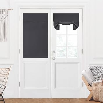 Deconovo Blackout French Door Curtains for Door Window, Dual Rod Pocket