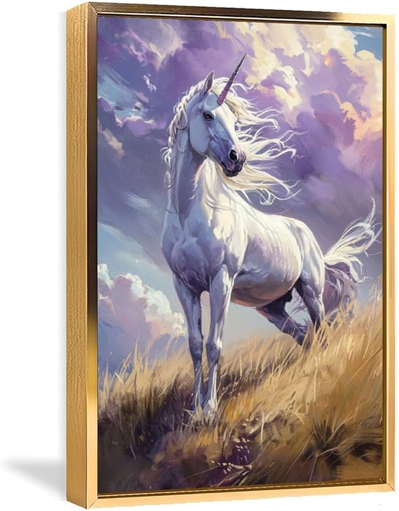 Amazon.co.jp: 絵画 荒野のユニコーンインテリア 絵画 動物イラスト