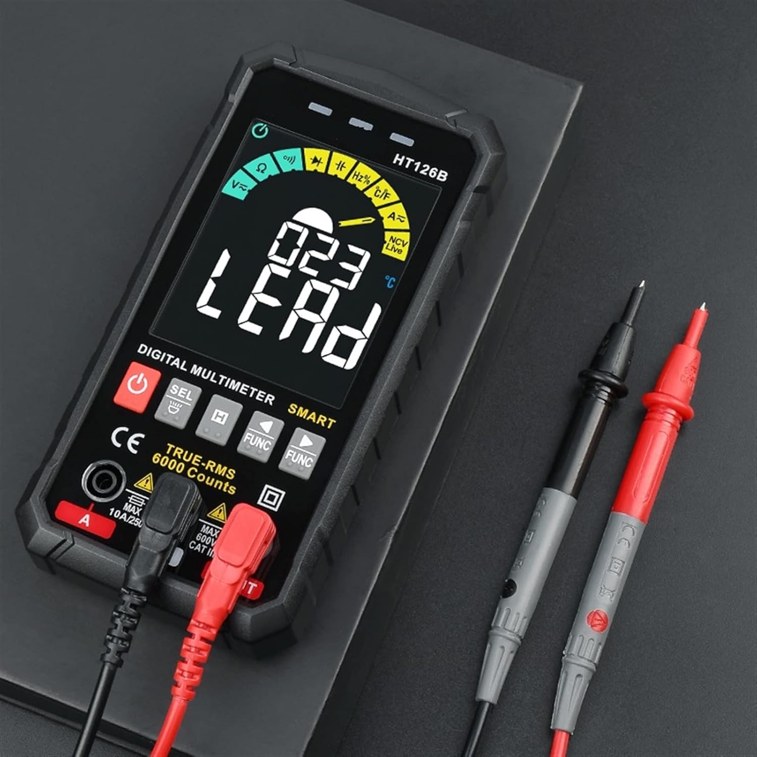 5th Generation Professional Digital Multimeter AC DC TRMS Voltage Current OHM 60MF HZ DIY Meter Tester Electrician (Color : HT126A Multimeter)
