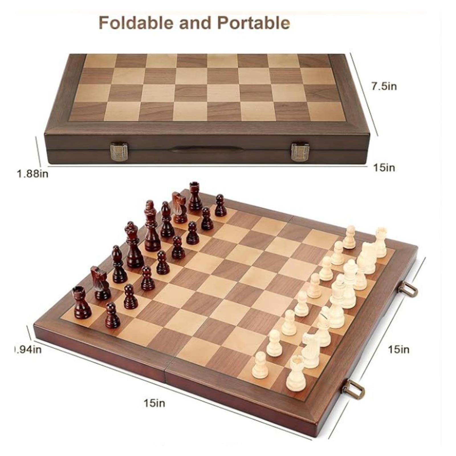 Juego de ajedrez Internacional de Madera Plano Plegable