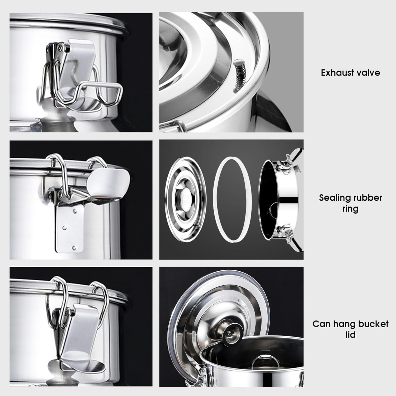 Milk Can 5L Stainless Steel Water Dispenser Bucket with Spout Locking Lid and Handle for Milk Wine Oil Honey Storage Kitchen Catering Container
