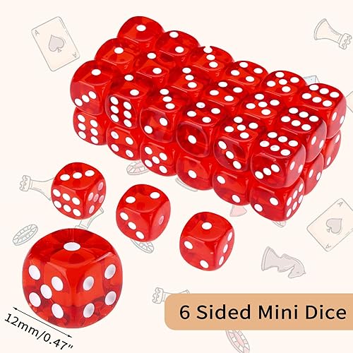 Miniatura 56 de Juego de 36 dados mini de 0.472 in, 6 caras, juego de dados con patrón de perlas, 6 dados estándar para Yahtzee, Bunco o enseñanza de matemáticas