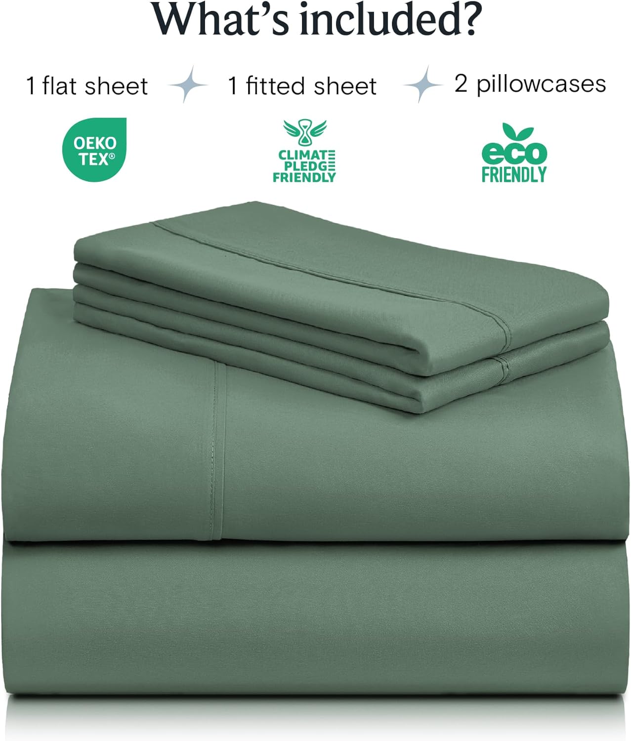 LuxClub 4 PC Queen Sheet Set, Breathable Luxury Bed Sheets, Deep Pockets 18" Wrinkle Free Cooling Sheets Machine Washable Hotel Bedding Silky Soft - Tree Moss Green Queen