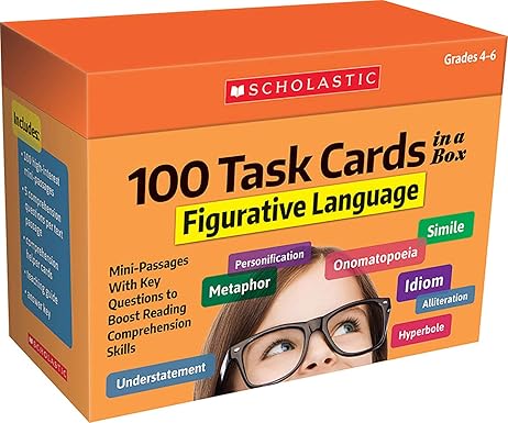 Amazon.com: 100 Task Cards in a Box: Figurative Language: Mini-Passages ...