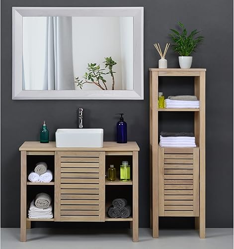 Miniatura 6 de AAZZKANG Espejo de pared negro rectangular de madera rústica, espejo colgante decorativo para baño, dormitorio, granja