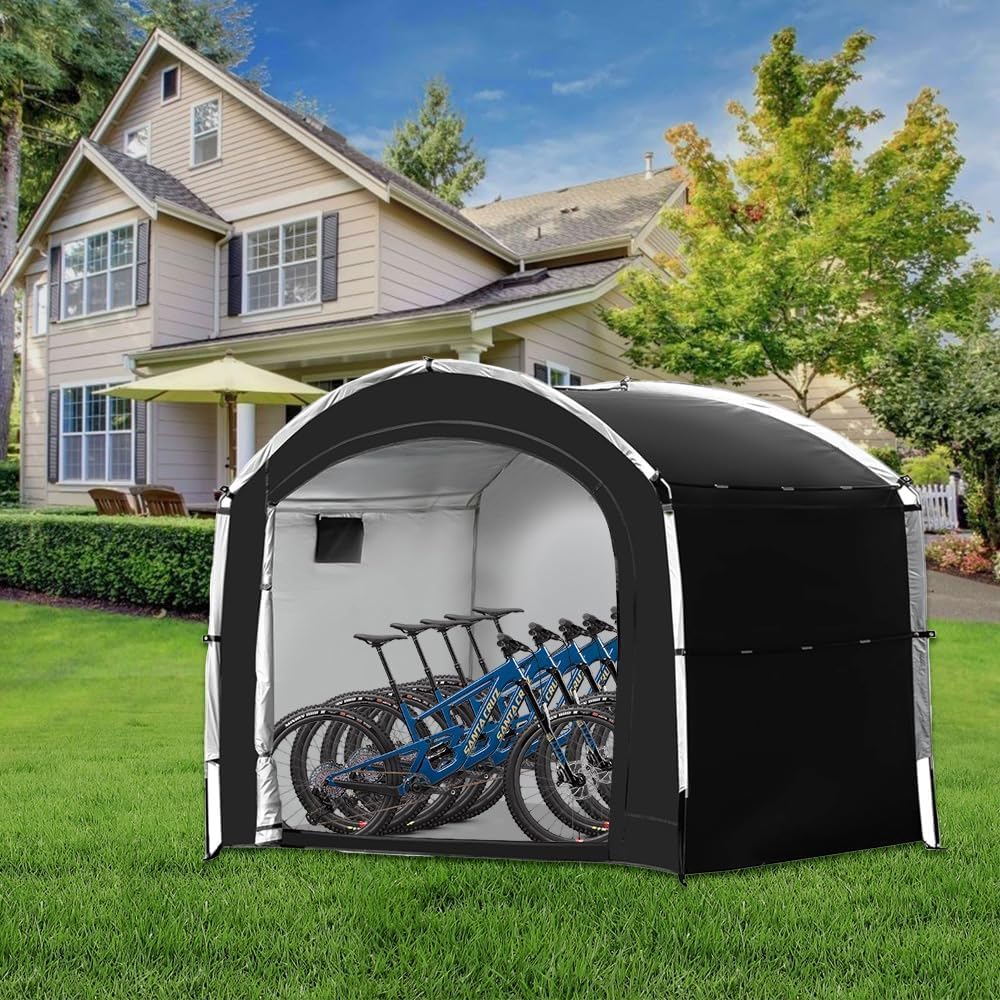 Abri Rangement Vélo Extérieur Imperméable – Tente Oxford 210D PU4000 Pour 2-4 Vélos / 2 Motos, Portable, Ventilé, 2,2 X 1,5 X 1,9 M