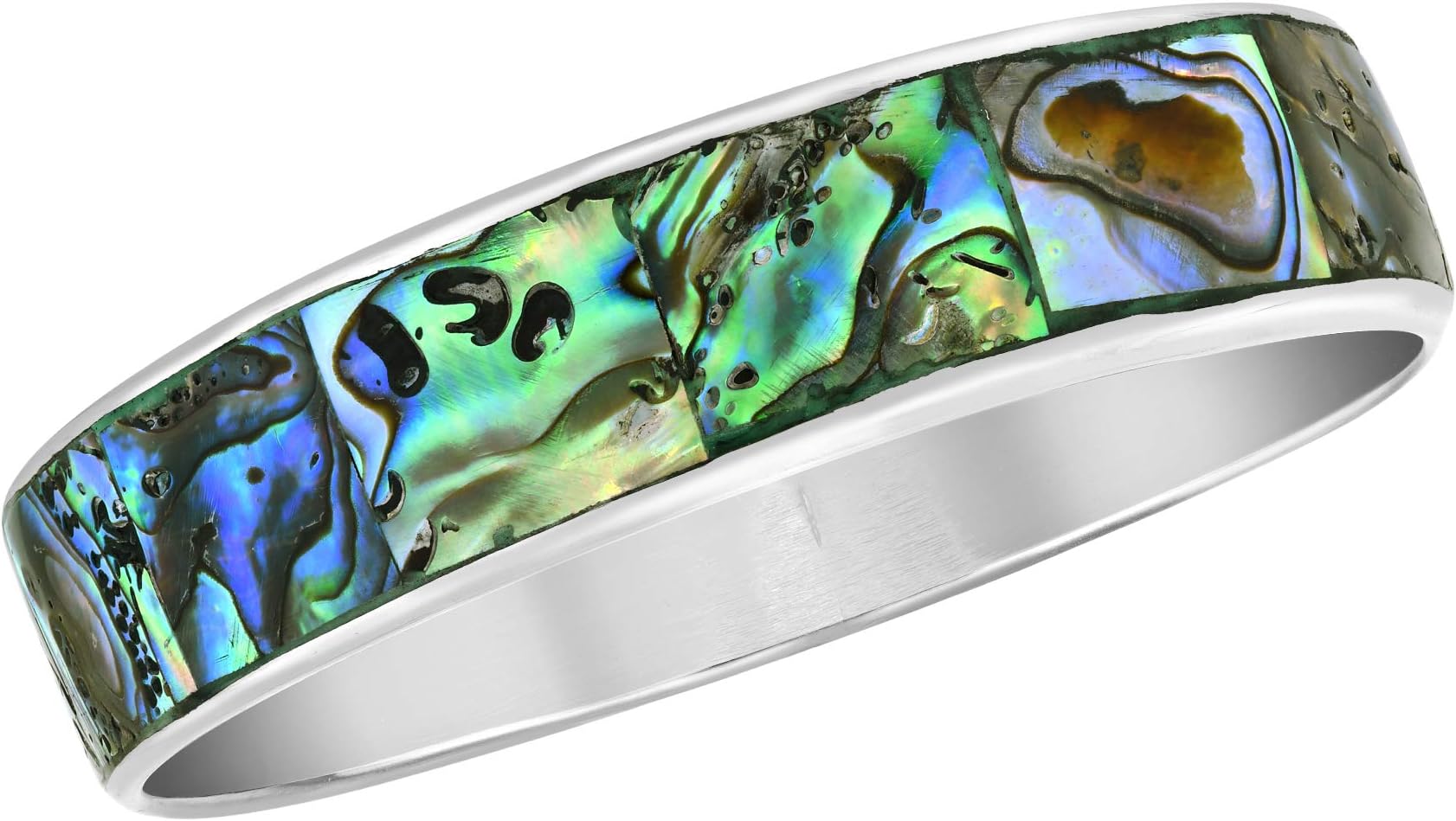 Green Ocean Shadows Abalone Shell Inlaid Stainless-Steel Bracelet | Handmade Jewelry for Women | Handmade Green Abalone Bracelet | Gifts for Women | Statement Bracelet