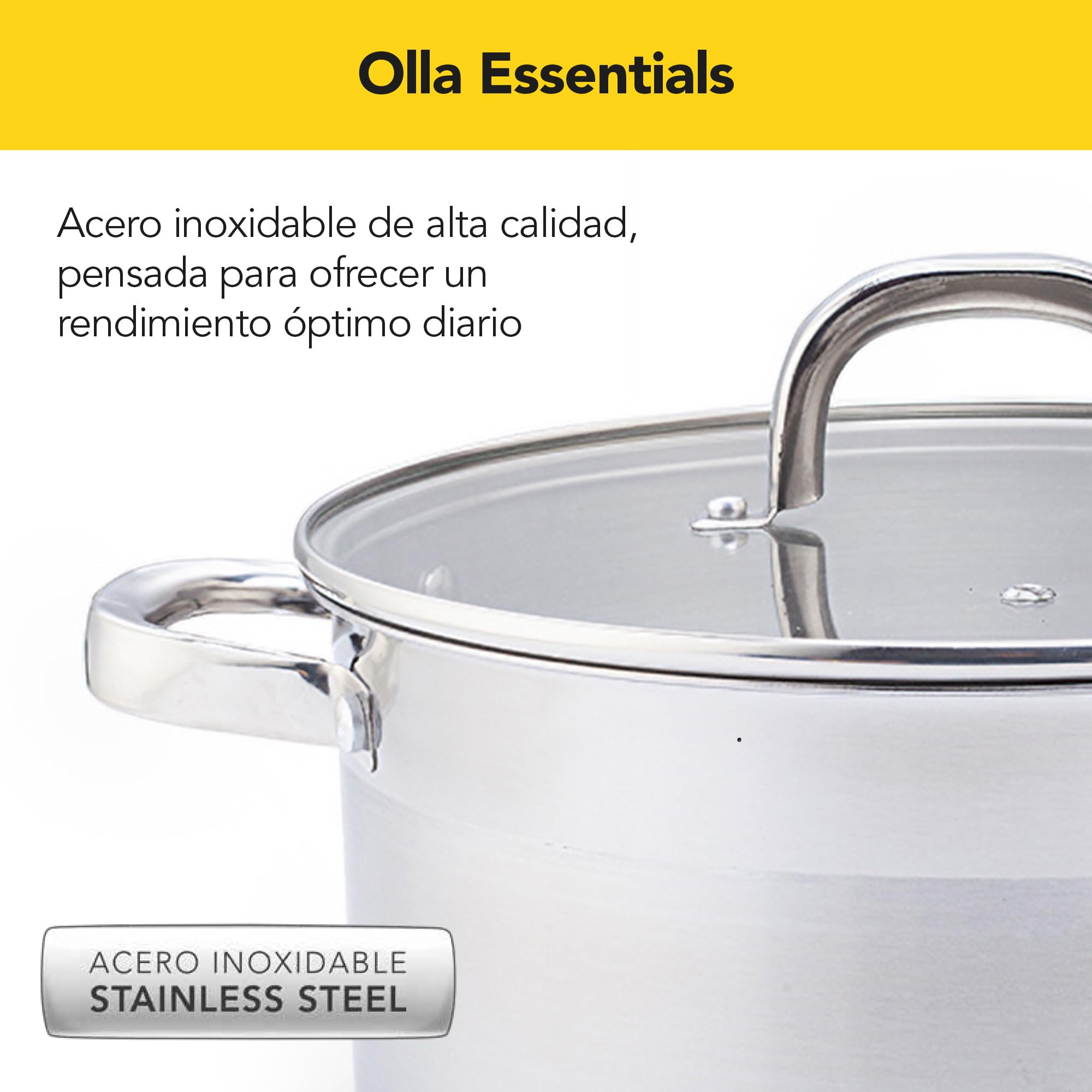CASTEY - Batería de Cocina Essentials – 3 Piezas: Olla 24 cm (5,4 L) + Olla 18 cm (3 L) + Cazo 16 cm (1,8 L), Acero Inoxidable, Alta Durabilidad, Compatible con Inducción, Gas y Vitrocerámica
