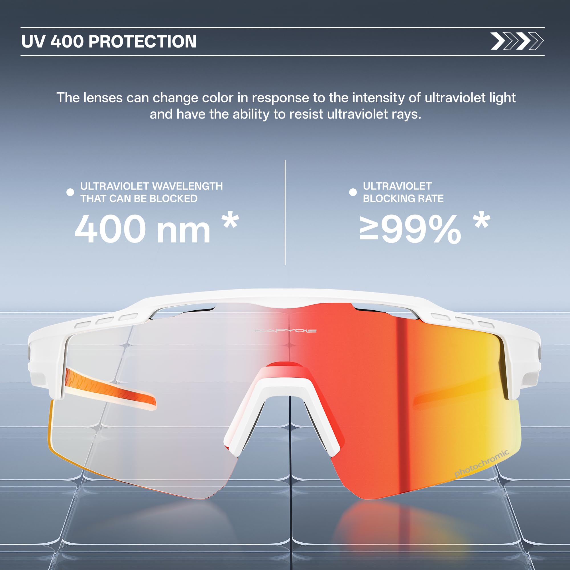 KAPVOE Photochromique Lunette Vélo Protection UV400 Lunette de Cyclisme VTT Sport Homme Femme K75